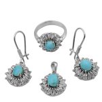 نیم ست فیروزه نیشابوری نقره زنانه طرح نورا