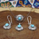 نیم ست فیروزه نیشابوری نقره زنانه طرح نورا - Image 2