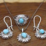 نیم ست فیروزه نیشابوری نقره زنانه طرح صبا - Image 2