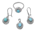 نیم ست فیروزه نیشابوری نقره زنانه طرح معصومه