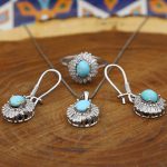 نیم ست فیروزه نیشابوری نقره زنانه طرح معصومه - Image 2