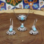 نیم ست فیروزه نیشابوری نقره زنانه طرح سمانه - Image 2