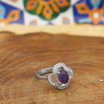 انگشتر آمیتیست الماس تراش نقره زنانه طرح اریکا - Image 3