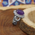 انگشتر آمیتیست الماس تراش نقره زنانه طرح نغمه - Image 2