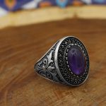 انگشتر آمیتیست نقره مردانه طرح یاسر - Image 3