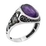 انگشتر آمیتیست نقره مردانه طرح ناصر