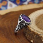 انگشتر آمیتیست نقره مردانه طرح ناصر - Image 2