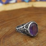 انگشتر آمیتیست نقره مردانه طرح ناصر - Image 3