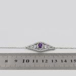 دستبند آمیتیست الماس تراش نقره زنانه طرح خاطره - Image 3