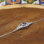 دستبند آمیتیست الماس تراش نقره زنانه طرح خاطره - Image 2