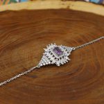 دستبند آمیتیست الماس تراش نقره زنانه طرح هدیه - Image 2