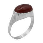 انگشتر عقیق سرخ نقره دست ساز مردانه و زنانه طرح بدر + حرز امام جواد (ع)