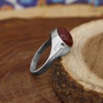 انگشتر عقیق سرخ نقره دست ساز مردانه و زنانه طرح بدر + حرز امام جواد (ع) - Image 2