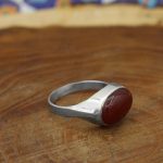 انگشتر عقیق سرخ نقره دست ساز مردانه و زنانه طرح بدر + حرز امام جواد (ع) - Image 3