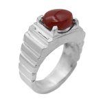 انگشتر عقیق سرخ یمنی نقره مردانه طرح نیکان