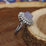 انگشتر عقیق کبود یمنی نقره زنانه طرح حمیده - Image 2