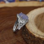 انگشتر عقیق کبود یمنی نقره زنانه طرح زیور - Image 2