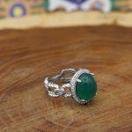 انگشتر عقیق سبز نقره زنانه طرح حنانه - Image 2