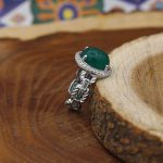 انگشتر عقیق سبز نقره زنانه طرح حنانه - Image 3