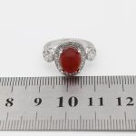 انگشتر عقیق سرخ نقره زنانه طرح پرتو - Image 4