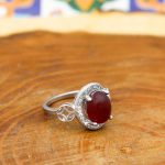 انگشتر عقیق سرخ نقره زنانه طرح پرتو - Image 3