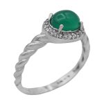 انگشتر عقیق سبز نقره زنانه طرح هدیه