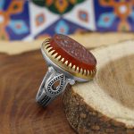 انگشتر عقیق سرخ نقره مردانه طرح یا امام رضا (ع) - Image 2