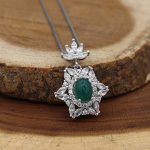 گردنبند عقیق سبز نقره زنانه طرح رخشان - Image 2