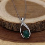 گردنبند عقیق سبز نقره زنانه طرح سودابه - Image 2