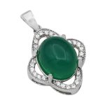 گردنبند عقیق سبز نقره زنانه طرح سوده