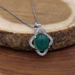 گردنبند عقیق سبز نقره زنانه طرح سوده - Image 2