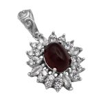 گردنبند عقیق سرخ نقره زنانه طرح یاسمن