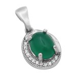 گردنبند عقیق سبز نقره زنانه طرح سوره