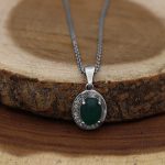 گردنبند عقیق سبز نقره زنانه طرح سوره - Image 3