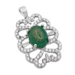 گردنبند عقیق سبز نقره زنانه طرح شاپرک + حکاکی آیه من یتق الله