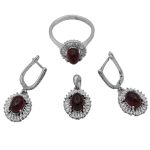 نیم ست عقیق سرخ نقره زنانه طرح فرزانه