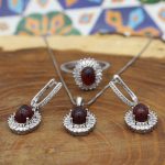 نیم ست عقیق سرخ نقره زنانه طرح فرزانه - Image 2