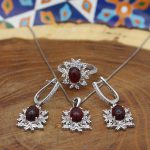 نیم ست عقیق سرخ نقره زنانه طرح افسانه - Image 2