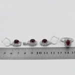 نیم ست عقیق سرخ نقره زنانه طرح انار - Image 3