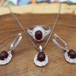 نیم ست عقیق سرخ نقره زنانه طرح فرنگیس - Image 2