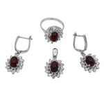 نیم ست عقیق سرخ نقره زنانه طرح ترلان