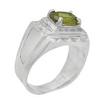 انگشتر زبرجد الماس تراش نقره مردانه دست ساز طرح سیاوش