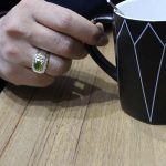 انگشتر زبرجد الماس تراش نقره مردانه دست ساز طرح سیاوش - Image 4