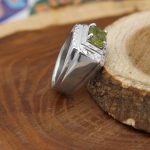 انگشتر زبرجد الماس تراش نقره مردانه دست ساز طرح سیاوش - Image 2