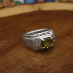 انگشتر زبرجد الماس تراش نقره مردانه دست ساز طرح سیاوش - Image 3