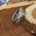 انگشتر زبرجد الماس تراش نقره مردانه دست ساز طرح منوچهر - Image 2