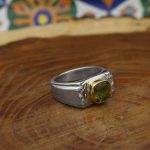 انگشتر زبرجد الماس تراش نقره مردانه دست ساز طرح بیروت - Image 2