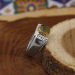 انگشتر زبرجد الماس تراش نقره مردانه دست ساز طرح بیروت - Image 3