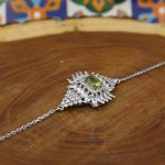 دستبند زبرجد الماس تراش نقره زنانه طرح ارغوان - Image 2