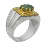 انگشتر زمرد الماس تراش نقره مردانه دست ساز طرح میعاد